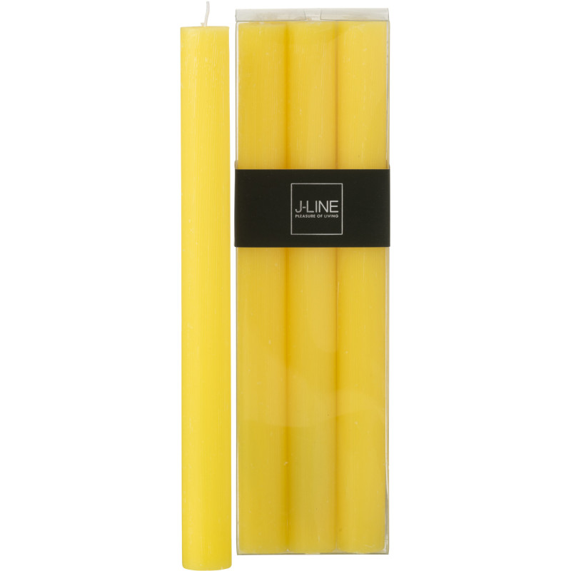 Lot de 6 Bougies Bâton 9 H Cire Jaune J-Line 