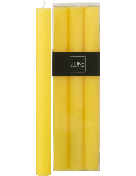 Lot de 6 Bougies Bâton 9 H Cire Jaune J-Line 