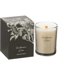 Bougie parfumée longue durée Mélange agrumes Cardamom Lime 9 cm 50 H Verre Transparent Cire Botanéa 