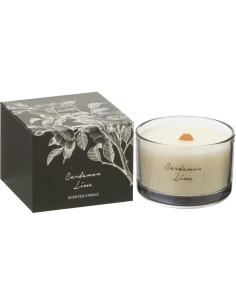 Bougie parfumée longue durée Mélange agrumes Cardamom Lime 10 cm 50 H Verre Transparent Cire Botanéa 