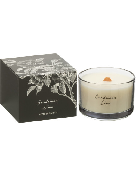 Bougie parfumée longue durée Mélange agrumes Cardamom Lime 10 cm 50 H Verre Transparent Cire Botanéa 