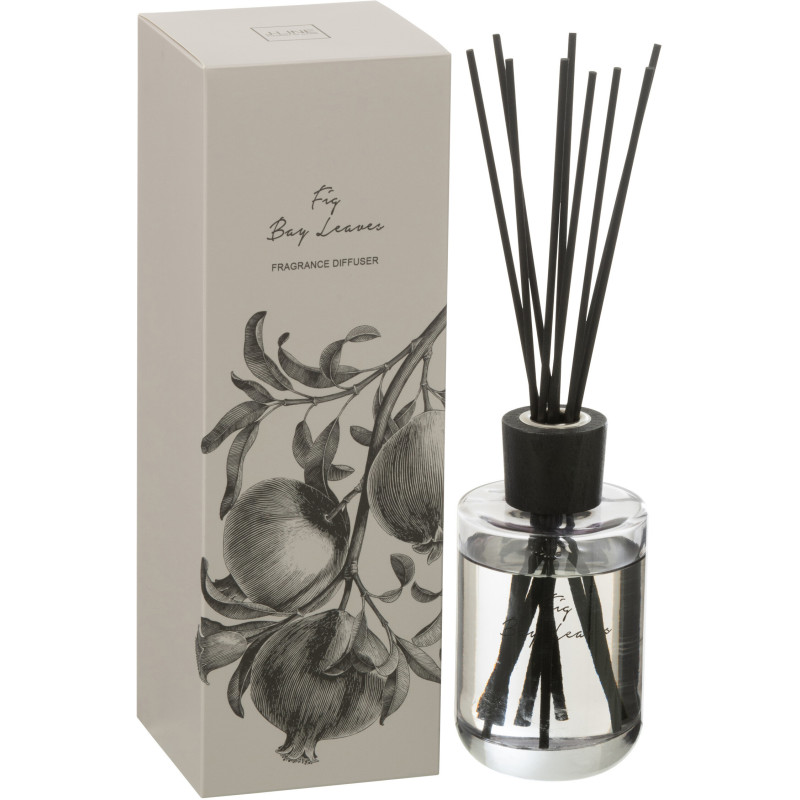 Diffuseur de parfum à bâtonnets Mélange vert Fig Bay Leaves 180 ml Verre Transparent Botanéa 