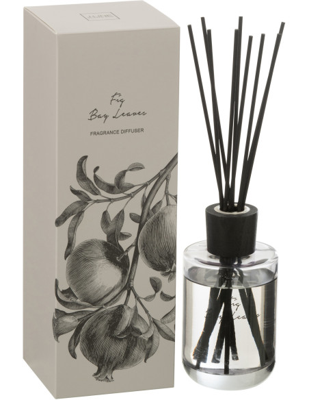 Diffuseur de parfum à bâtonnets Mélange vert Fig Bay Leaves 180 ml Verre Transparent Botanéa 