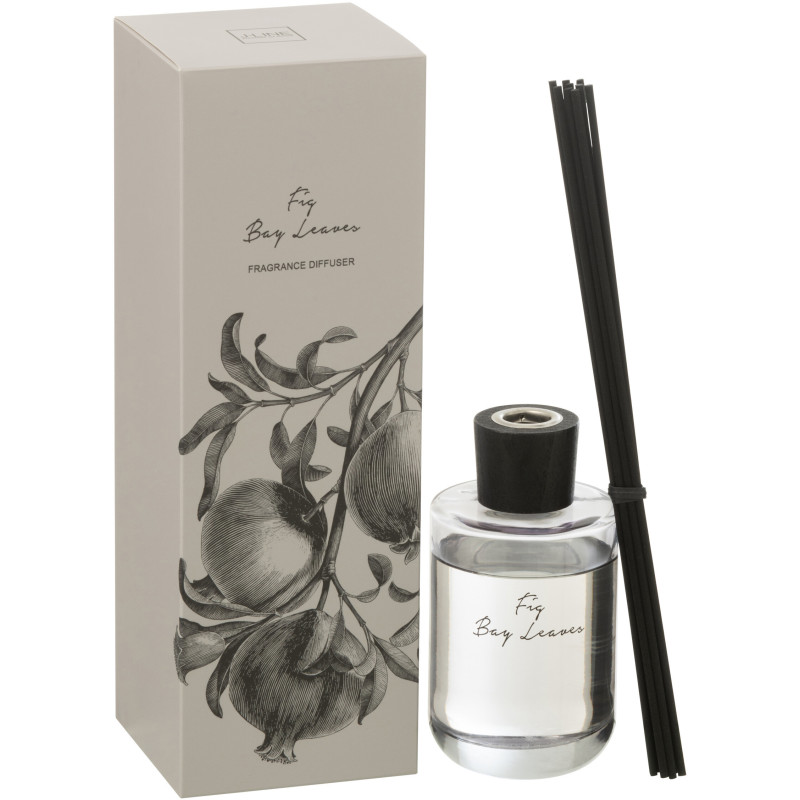 Diffuseur de parfum à bâtonnets Mélange vert Fig Bay Leaves 180 ml Verre Transparent Botanéa 
