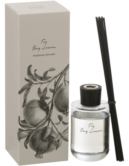 Diffuseur de parfum à bâtonnets Mélange vert Fig Bay Leaves 180 ml Verre Transparent Botanéa 