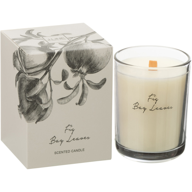 Bougie parfumée longue durée Mélange vert Fig Bay Leaves 9 cm 50 H Verre Transparent Cire Botanéa 