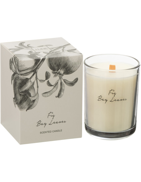 Bougie parfumée longue durée Mélange vert Fig Bay Leaves 9 cm 50 H Verre Transparent Cire Botanéa 