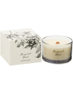 Bougie parfumée longue durée Mélange agrumes Bergamot Wood 10 cm 50 H Verre Transparent Cire Botanéa 