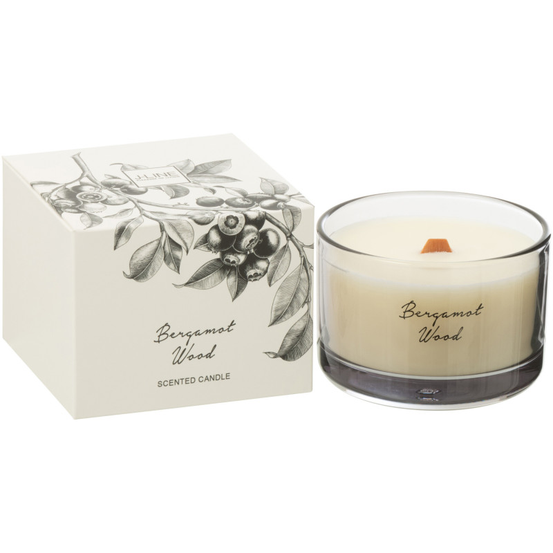 Bougie parfumée longue durée Mélange agrumes Bergamot Wood 10 cm 50 H Verre Transparent Cire Botanéa 