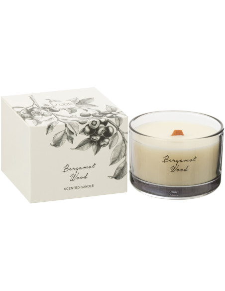 Bougie parfumée longue durée Mélange agrumes Bergamot Wood 10 cm 50 H Verre Transparent Cire Botanéa 