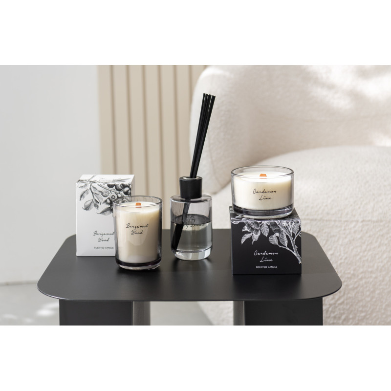 Bougie parfumée longue durée Mélange agrumes Bergamot Wood 10 cm 50 H Verre Transparent Cire Botanéa 