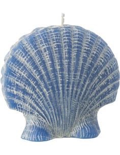 Bougie originale bord de mer Coquillage 13 cm 8 H Cire Bleu foncé Rivélia 
