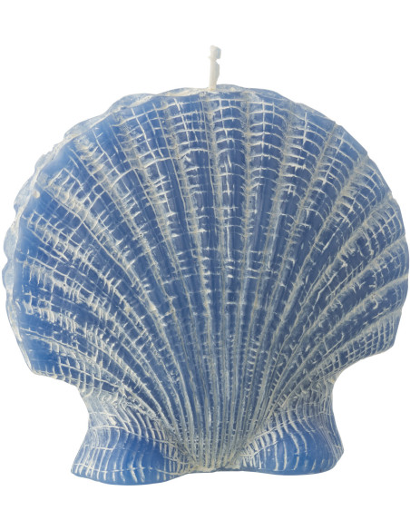Bougie originale bord de mer Coquillage 13 cm 8 H Cire Bleu foncé Rivélia 