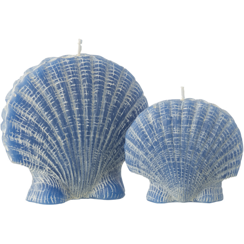 Bougie originale bord de mer Coquillage 13 cm 8 H Cire Bleu foncé Rivélia 