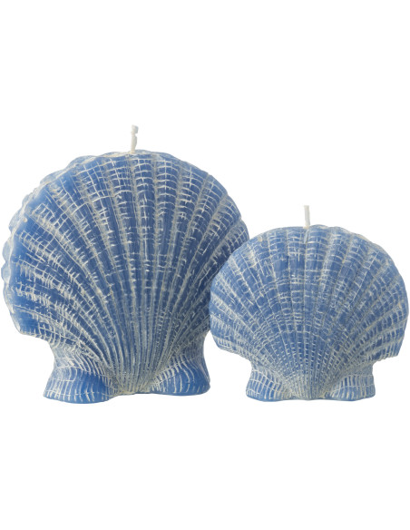 Bougie originale bord de mer Coquillage 13 cm 8 H Cire Bleu foncé Rivélia 