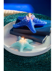 Bougie originale bord de mer Étoile de mer 20 cm 3 H Cire Bleu foncé Rivélia 