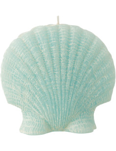 Bougie originale bord de mer Coquillage 13 cm 8 H Cire Bleu azur Rivélia 