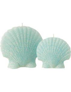 Bougie originale bord de mer Coquillage 13 cm 8 H Cire Bleu azur Rivélia 