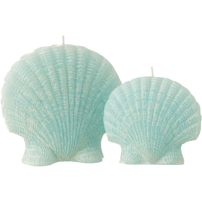 Bougie originale bord de mer Coquillage 13 cm 8 H Cire Bleu azur Rivélia 