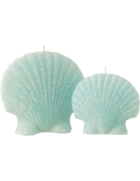 Bougie originale bord de mer Coquillage 13 cm 8 H Cire Bleu azur Rivélia 
