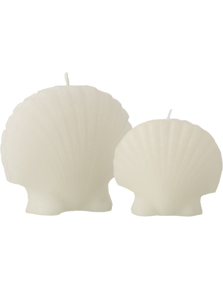 Bougie originale bord de mer Coquillage 13 cm 8 H Cire Blanc Rivélia 