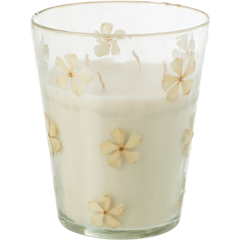 Grande Bougie parfumée extra longue durée Mélange floral Tender Rose 75 H Verre Transparent Motif fleurs Cire Softy 