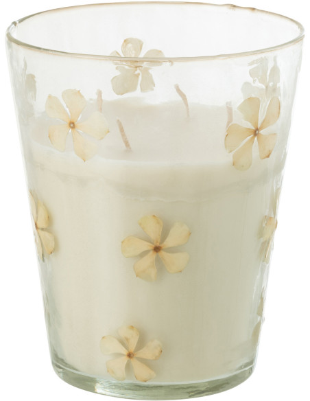 Grande Bougie parfumée extra longue durée Mélange floral Tender Rose 75 H Verre Transparent Motif fleurs Cire Softy 