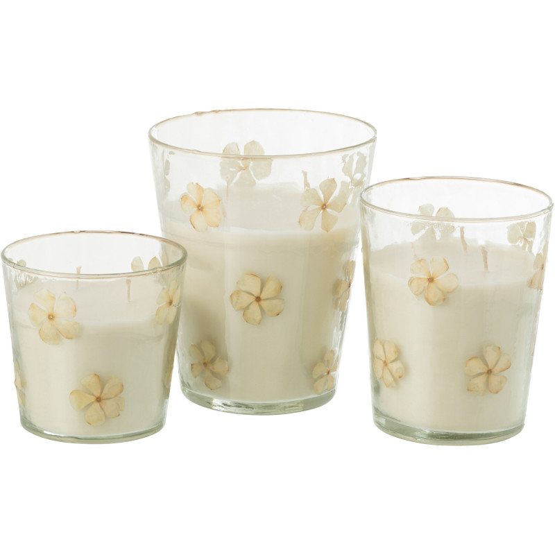 Grande Bougie parfumée extra longue durée Mélange floral Tender Rose 75 H Verre Transparent Motif fleurs Cire Softy 