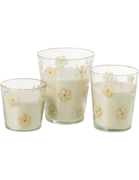 Grande Bougie parfumée extra longue durée Mélange floral Tender Rose 75 H Verre Transparent Motif fleurs Cire Softy 