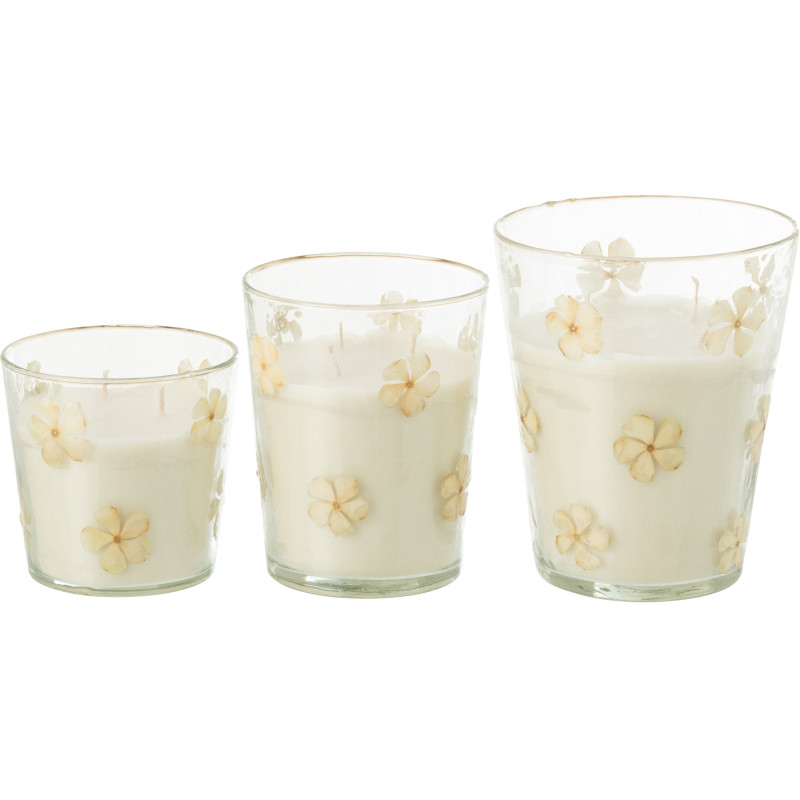 Grande Bougie parfumée extra longue durée Mélange floral Tender Rose 75 H Verre Transparent Motif fleurs Cire Softy 