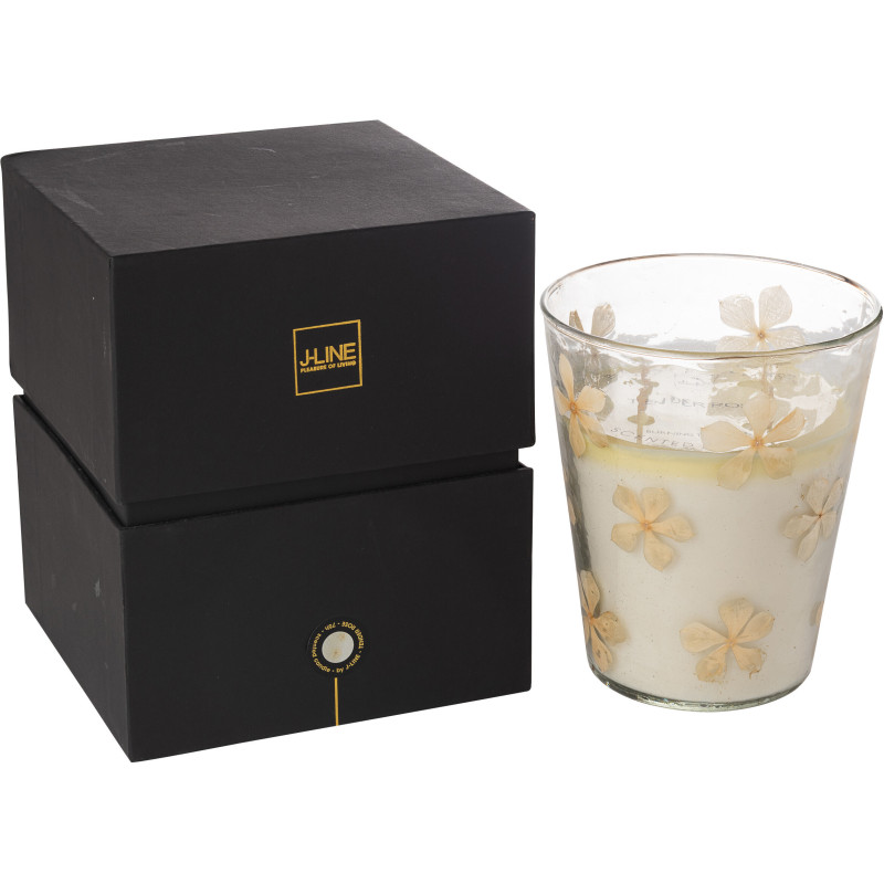 Grande Bougie parfumée extra longue durée Mélange floral Tender Rose 75 H Verre Transparent Motif fleurs Cire Softy 