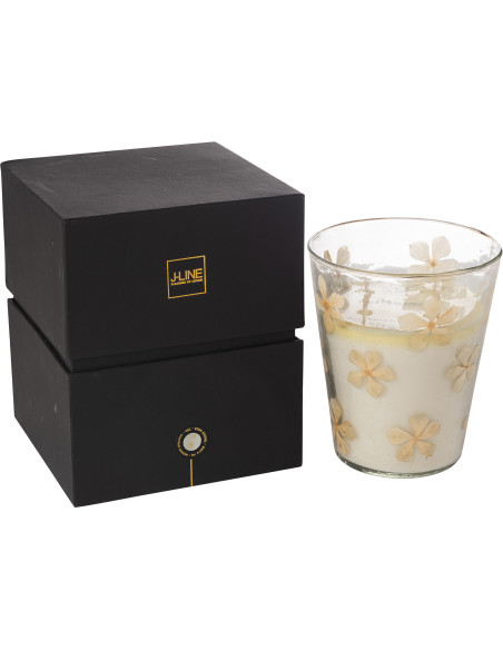 Grande Bougie parfumée extra longue durée Mélange floral Tender Rose 75 H Verre Transparent Motif fleurs Cire Softy 