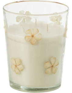 Bougie parfumée longue durée Mélange floral Tender Rose 55 H Verre Transparent Motif fleurs Cire Softy 