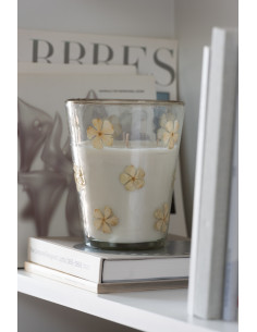 Bougie parfumée longue durée Mélange floral Tender Rose 55 H Verre Transparent Motif fleurs Cire Softy 