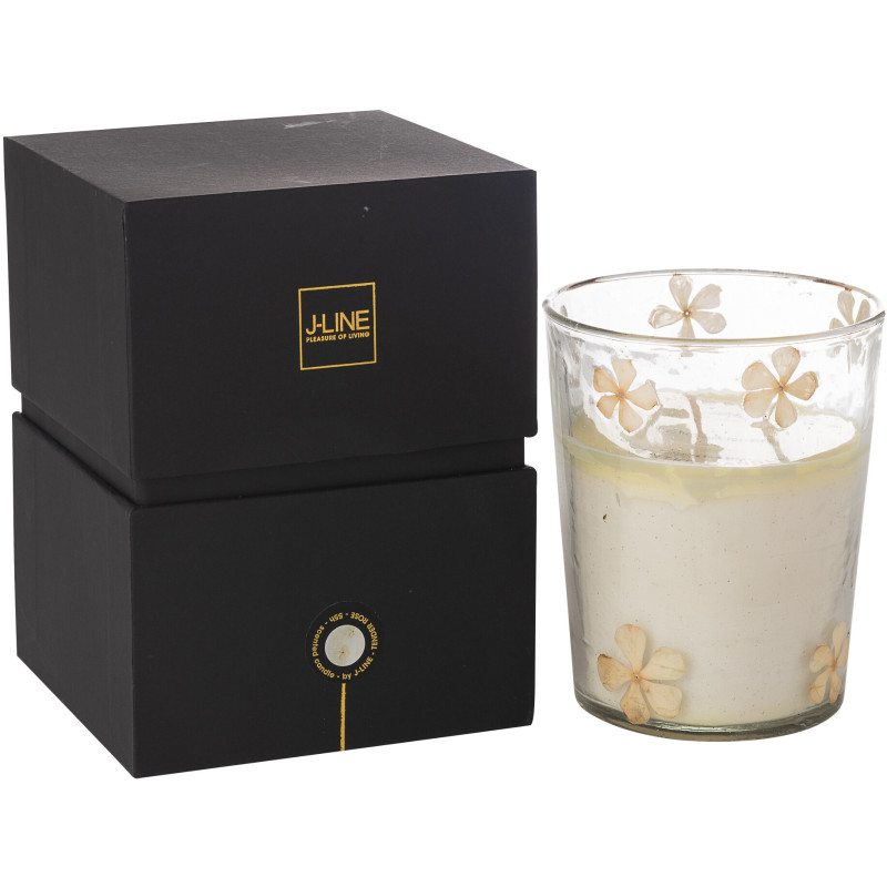 Bougie parfumée longue durée Mélange floral Tender Rose 55 H Verre Transparent Motif fleurs Cire Softy 