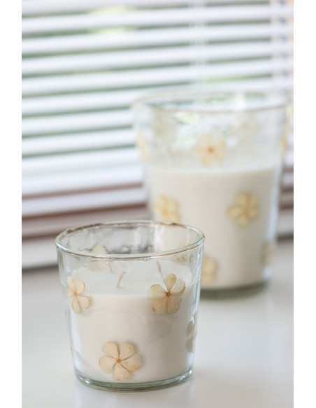 Bougie parfumée longue durée Mélange floral Tender Rose 55 H Verre Transparent Motif fleurs Cire Softy 