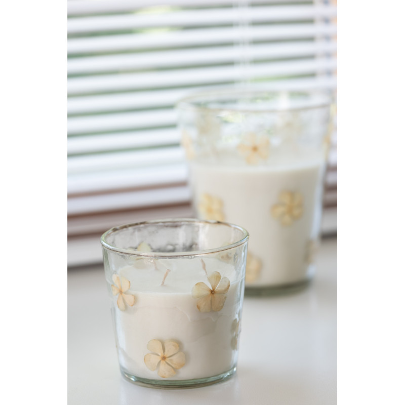 Bougie parfumée longue durée Mélange floral Tender Rose 45 H Verre Transparent Motif fleurs Cire Softy 