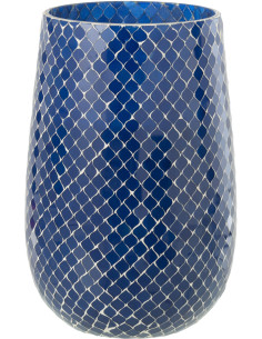 Grande Bougie style méditerrannéen extra longue durée Mélange floral Juniper Love 230 H Verre Bleu Mosaïque Cire Mia 