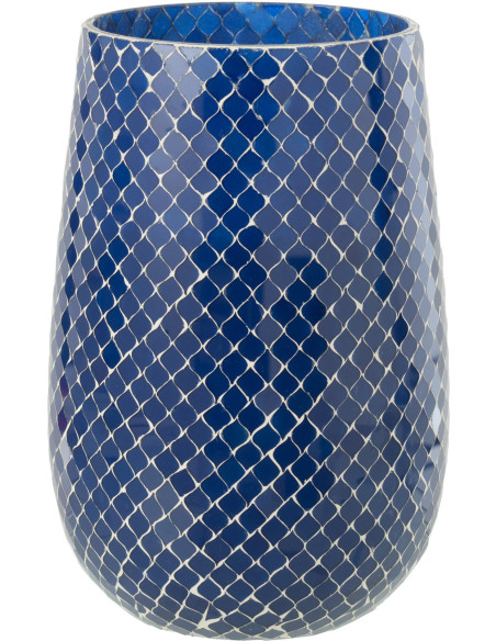Grande Bougie style méditerrannéen extra longue durée Mélange floral Juniper Love 230 H Verre Bleu Mosaïque Cire Mia 