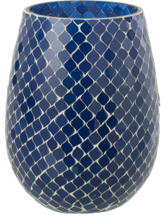 Grande Bougie style méditerrannéen extra longue durée Mélange floral Juniper Love 120 H Verre Bleu Mosaïque Cire Mia 