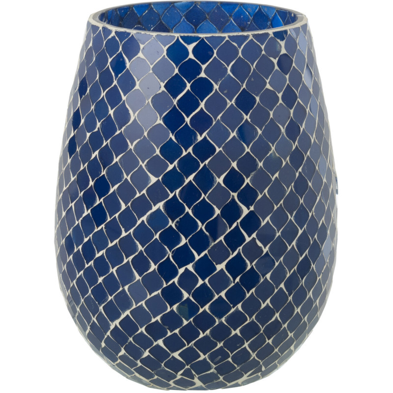Grande Bougie style méditerrannéen extra longue durée Mélange floral Juniper Love 120 H Verre Bleu Mosaïque Cire Mia 