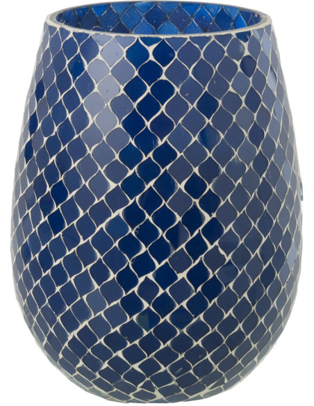 Grande Bougie style méditerrannéen extra longue durée Mélange floral Juniper Love 120 H Verre Bleu Mosaïque Cire Mia 