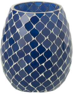 Bougie style méditerrannéen extra longue durée Mélange floral Juniper Love 90 H Verre Bleu Mosaïque Cire Mia 