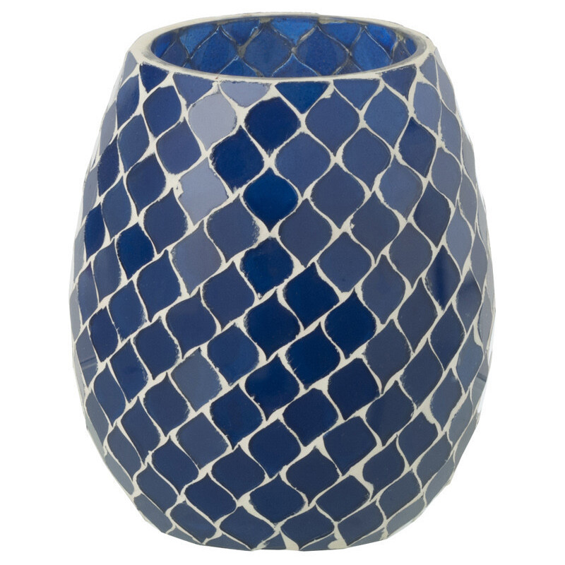 Bougie style méditerrannéen extra longue durée Mélange floral Juniper Love 90 H Verre Bleu Mosaïque Cire Mia 