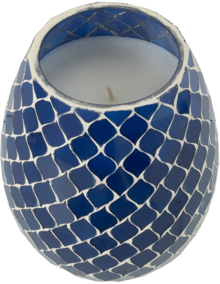 Bougie style méditerrannéen extra longue durée Mélange floral Juniper Love 90 H Verre Bleu Mosaïque Cire Mia 