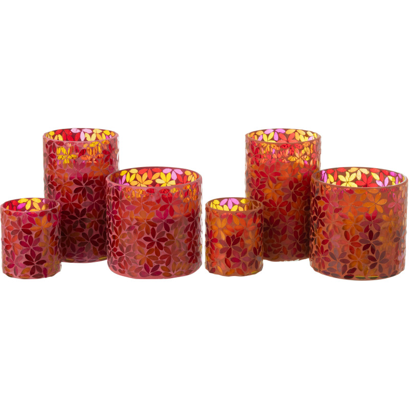 Lot de 2 Grandes Bougies parfumées extra longue durée Mélange floral Tender Rose 75 H Verre Rose Mosaïque Motif fleurs Cire Flor