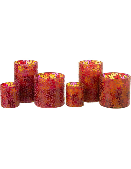 Lot de 2 Grandes Bougies parfumées extra longue durée Mélange floral Tender Rose 75 H Verre Rose Mosaïque Motif fleurs Cire Flor