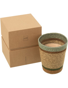 Grande Bougie ethnique chic Mélange boisé Herbla Serenity 75 H Rotin Naturel Tressé Verre Cire Flamia 