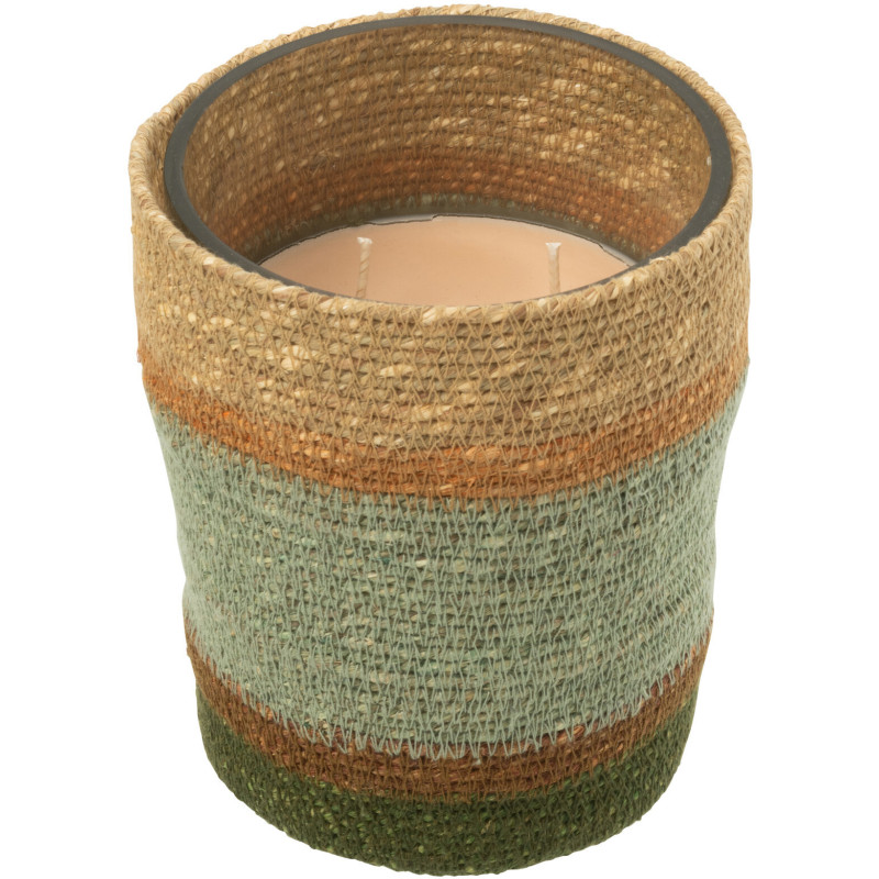 Bougie ethnique chic Mélange boisé Herbla Serenity 55 H Rotin Naturel Tressé Verre Cire Flamia 