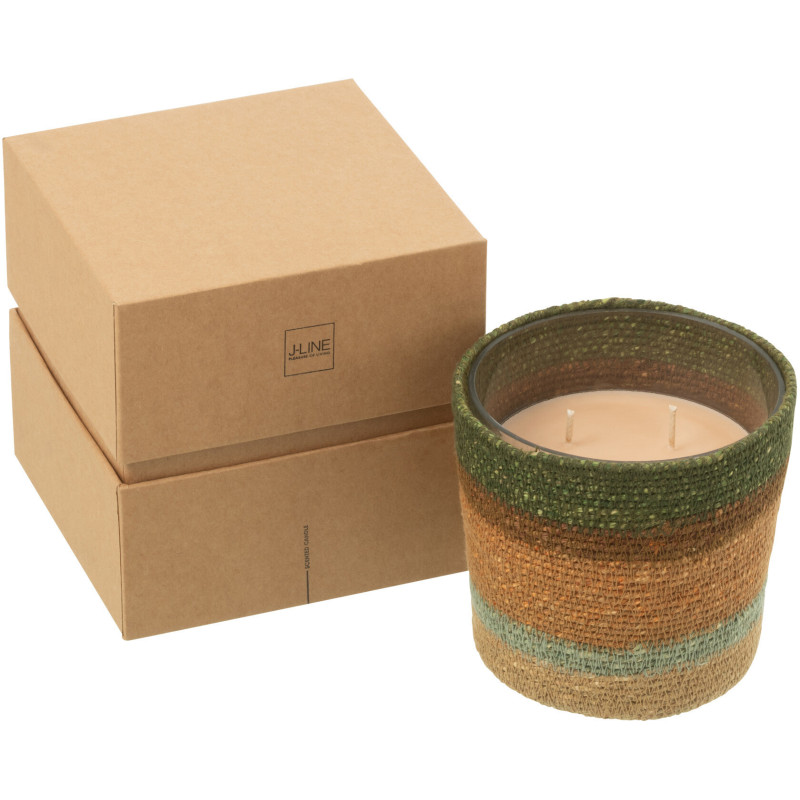 Bougie ethnique chic Mélange boisé Herbla Serenity 45 H Rotin Naturel Tressé Verre Cire Flamia 